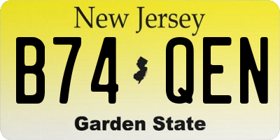 NJ license plate B74QEN