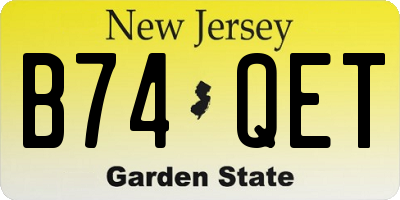 NJ license plate B74QET