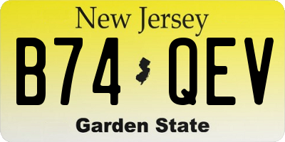 NJ license plate B74QEV