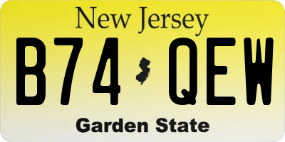 NJ license plate B74QEW