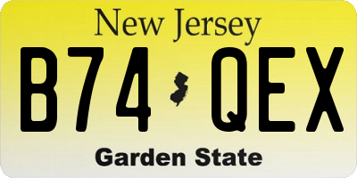 NJ license plate B74QEX