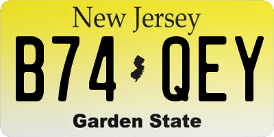 NJ license plate B74QEY