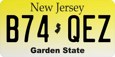 NJ license plate B74QEZ