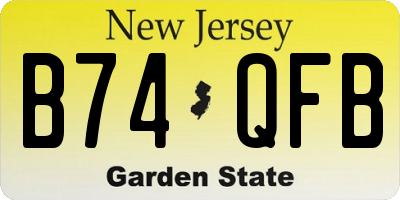 NJ license plate B74QFB