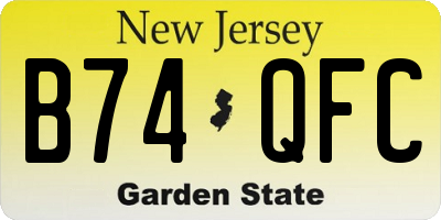 NJ license plate B74QFC