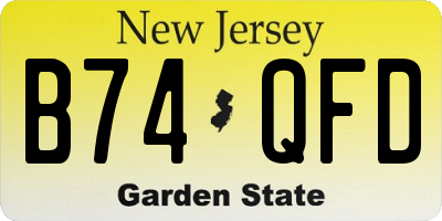 NJ license plate B74QFD