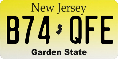 NJ license plate B74QFE