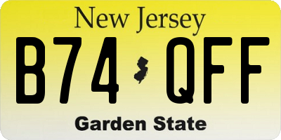 NJ license plate B74QFF