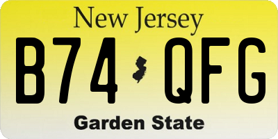 NJ license plate B74QFG