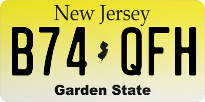 NJ license plate B74QFH