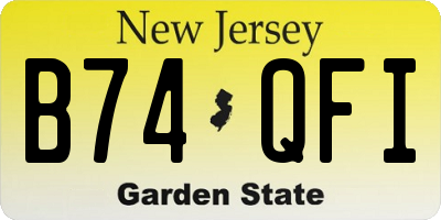 NJ license plate B74QFI