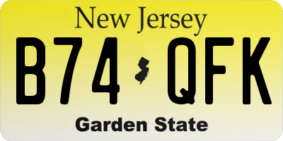 NJ license plate B74QFK
