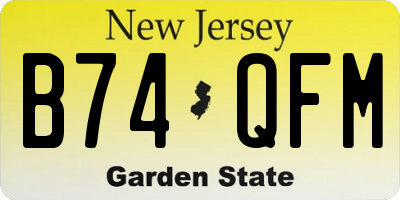 NJ license plate B74QFM