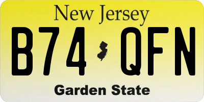 NJ license plate B74QFN