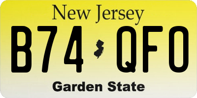 NJ license plate B74QFO