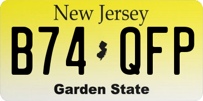 NJ license plate B74QFP