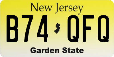 NJ license plate B74QFQ