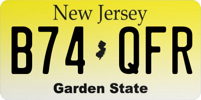 NJ license plate B74QFR