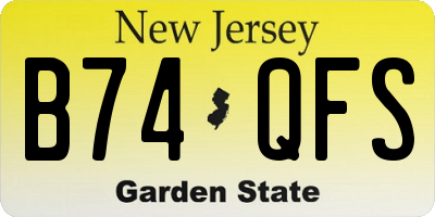 NJ license plate B74QFS