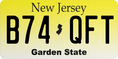NJ license plate B74QFT
