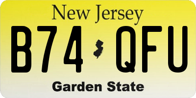 NJ license plate B74QFU
