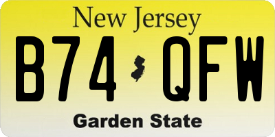 NJ license plate B74QFW