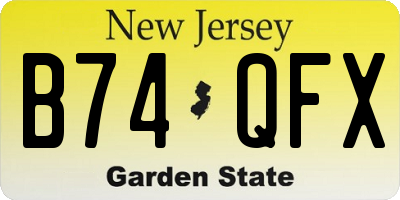 NJ license plate B74QFX