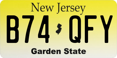 NJ license plate B74QFY