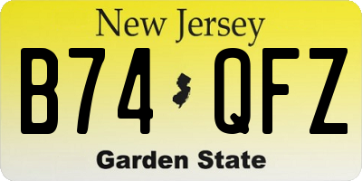 NJ license plate B74QFZ