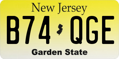 NJ license plate B74QGE