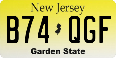 NJ license plate B74QGF