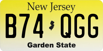 NJ license plate B74QGG