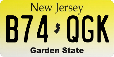 NJ license plate B74QGK