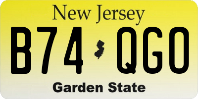 NJ license plate B74QGO