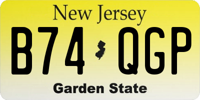 NJ license plate B74QGP