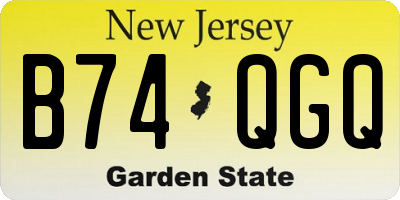 NJ license plate B74QGQ