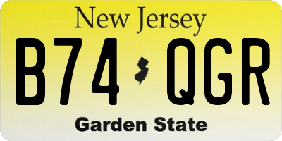 NJ license plate B74QGR