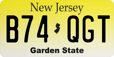 NJ license plate B74QGT