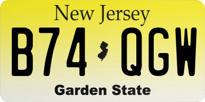 NJ license plate B74QGW