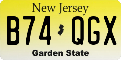 NJ license plate B74QGX