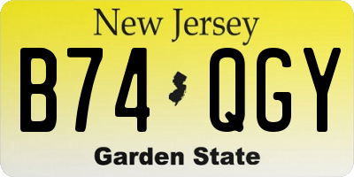 NJ license plate B74QGY