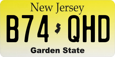 NJ license plate B74QHD