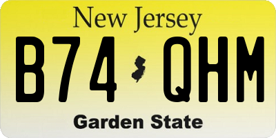 NJ license plate B74QHM