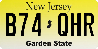 NJ license plate B74QHR