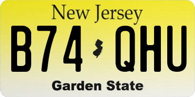 NJ license plate B74QHU