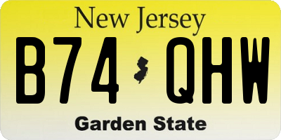 NJ license plate B74QHW