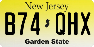 NJ license plate B74QHX