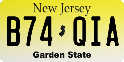NJ license plate B74QIA