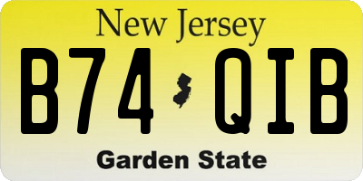 NJ license plate B74QIB