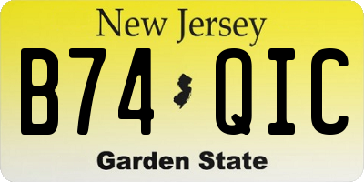 NJ license plate B74QIC